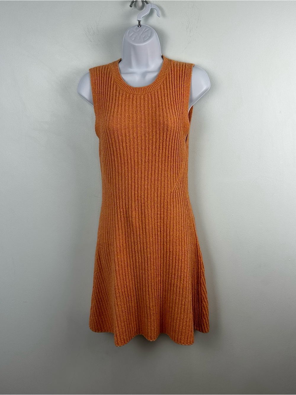 Zara Sleeveless Knit Ribbed A-Line Fit & Flare Dress Orange Creamsicle Small